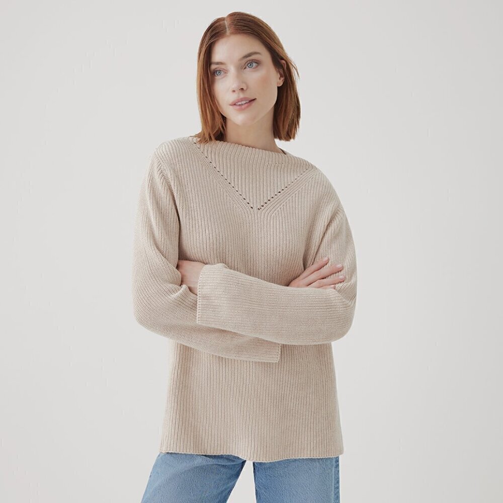 NEW Pact GOTS Organic & Fair Trade Fisherman Knit Tunic Sweater - Size Medium